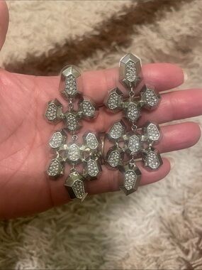 Silver Crystal Chandelier Drop Earrings - Women Jewelry